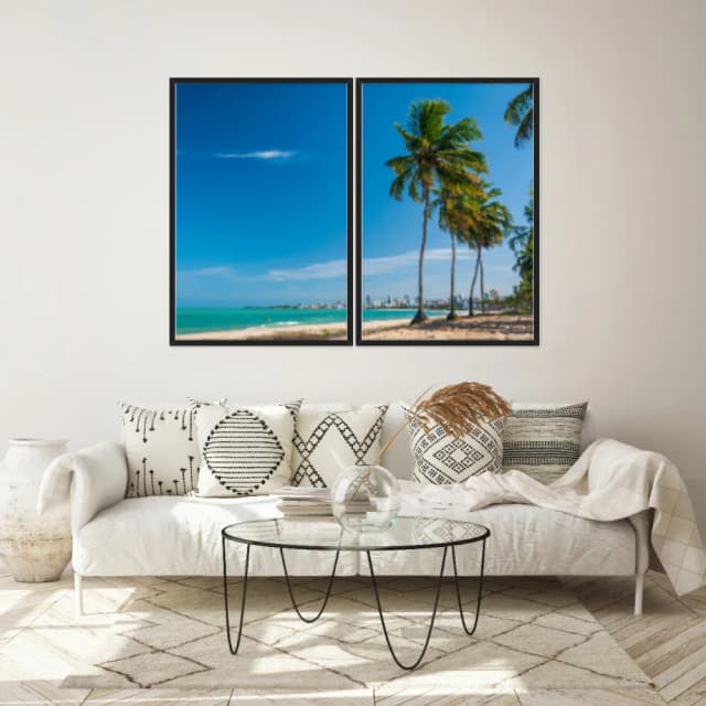 Kit Quadros Decorativos Coqueiro Na Praia