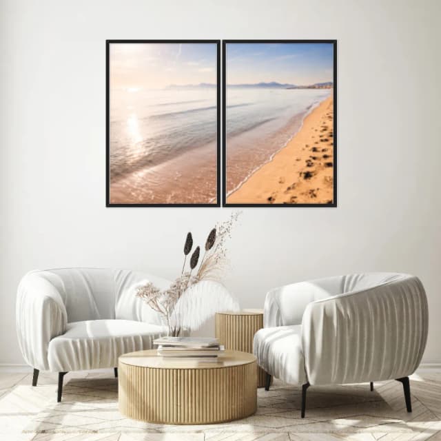 Kit Quadros Decorativos Praia Com Pôr Do Sol