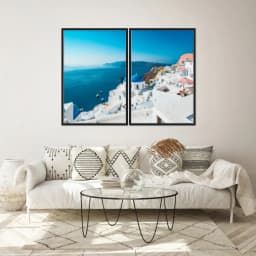 Kit Quadros Decorativos Ilha De Santorini Grecia