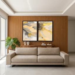 Kit Quadros Decorativos Abstrato Dourado