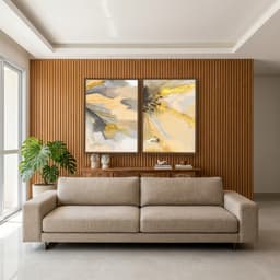 Kit Quadros Decorativos Abstrato Dourado