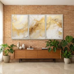 Kit Quadros Decorativos Mármore Dourado