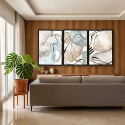 Kit Quadros Decorativos Abstrato Dourado