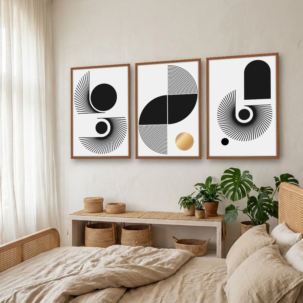 Kit Quadros Decorativos Linhas E Formas
