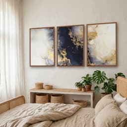 Kit Quadros Decorativos Mármore Azul