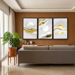 Kit Quadros Decorativos Abstrato Dourado