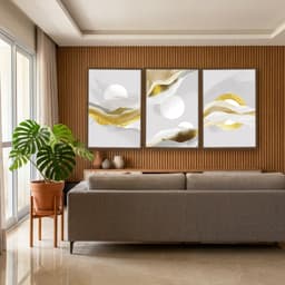 Kit Quadros Decorativos Abstrato Dourado
