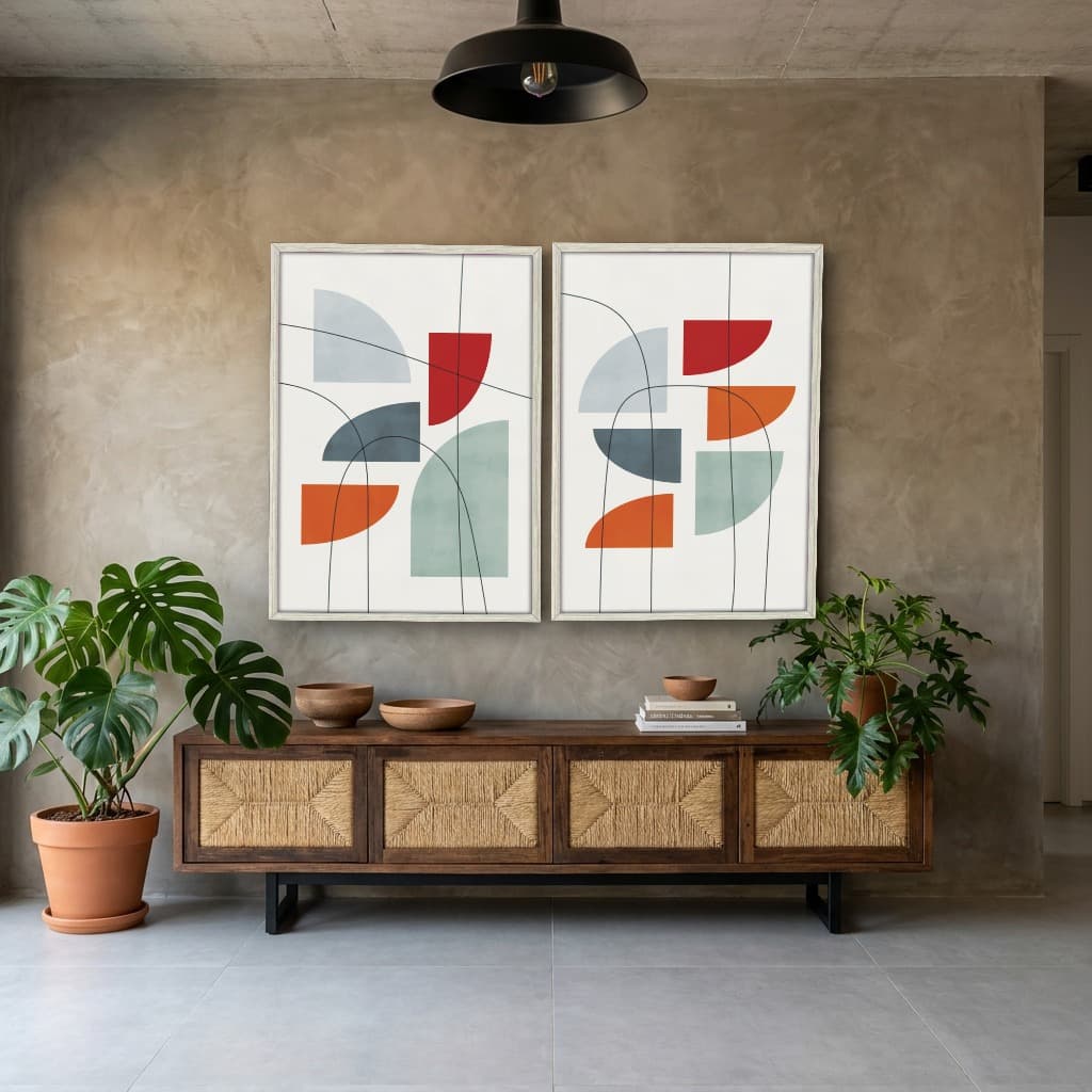 Kit Quadros Decorativos Linhas E Formas