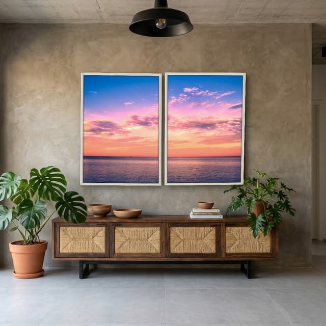 Kit Quadros Decorativos Praia Com Pôr Do Sol