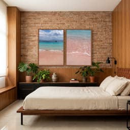 Kit Quadros Decorativos Mar Azul Com Areia Rosa