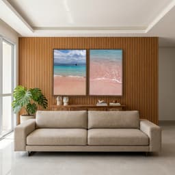 Kit Quadros Decorativos Mar Azul Com Areia Rosa