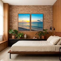Kit Quadros Decorativos Praia Com Pôr Do Sol