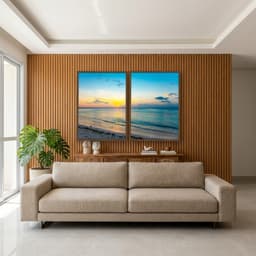Kit Quadros Decorativos Praia Com Pôr Do Sol