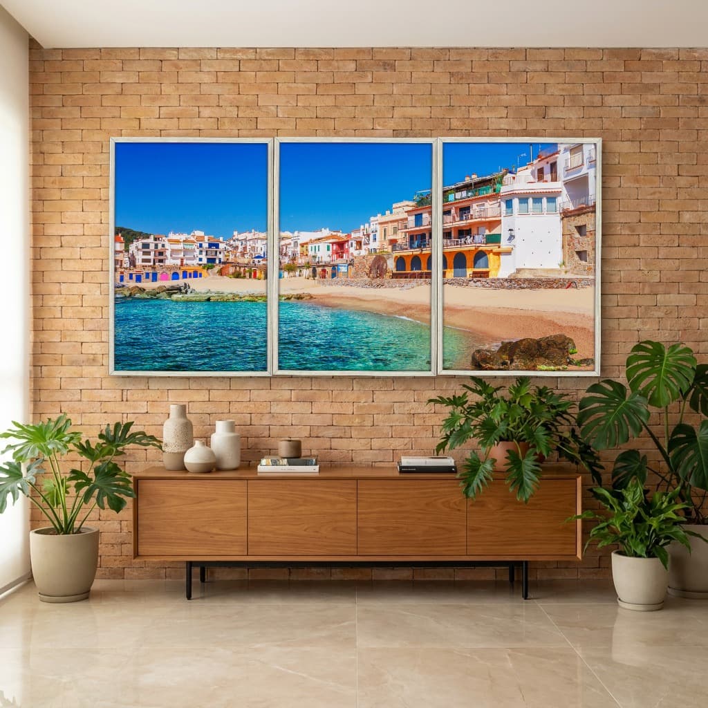 Kit Quadros Decorativos Praia Com Casas