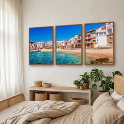 Kit Quadros Decorativos Praia Com Casas