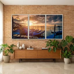 Kit Quadros Decorativos Barcos Azuis