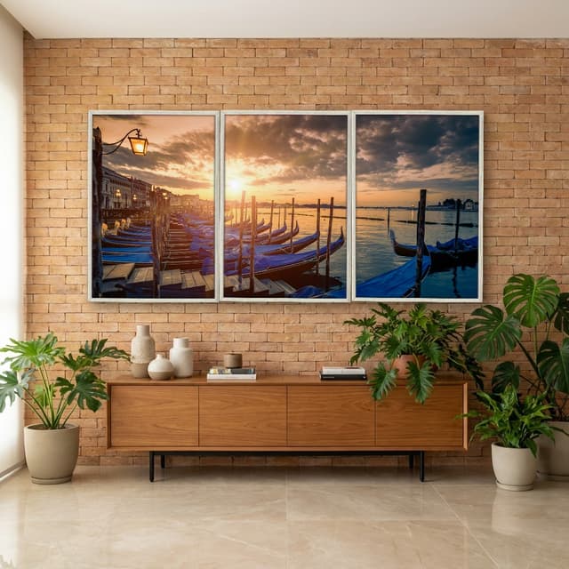 Kit Quadros Decorativos Barcos Azuis