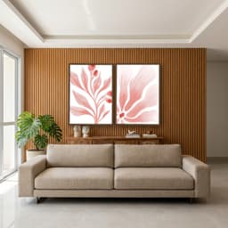 Kit Quadros Decorativos Folhas Rosa