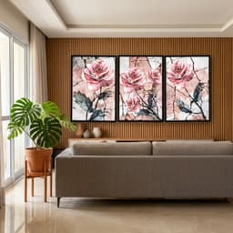 Kit Quadros Decorativos Flor Rosa