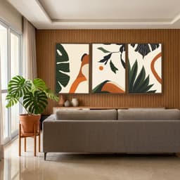 Kit Quadros Decorativos Planta Abstrata