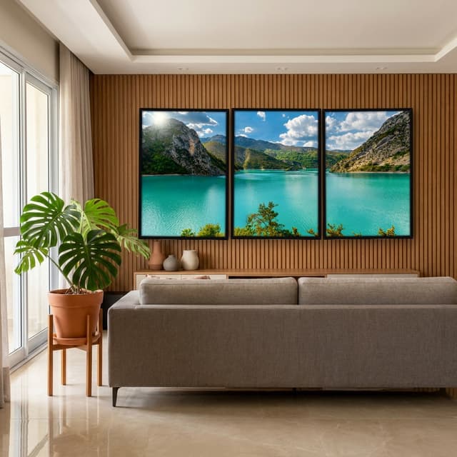 Kit Quadros Decorativos Lago E Montanha