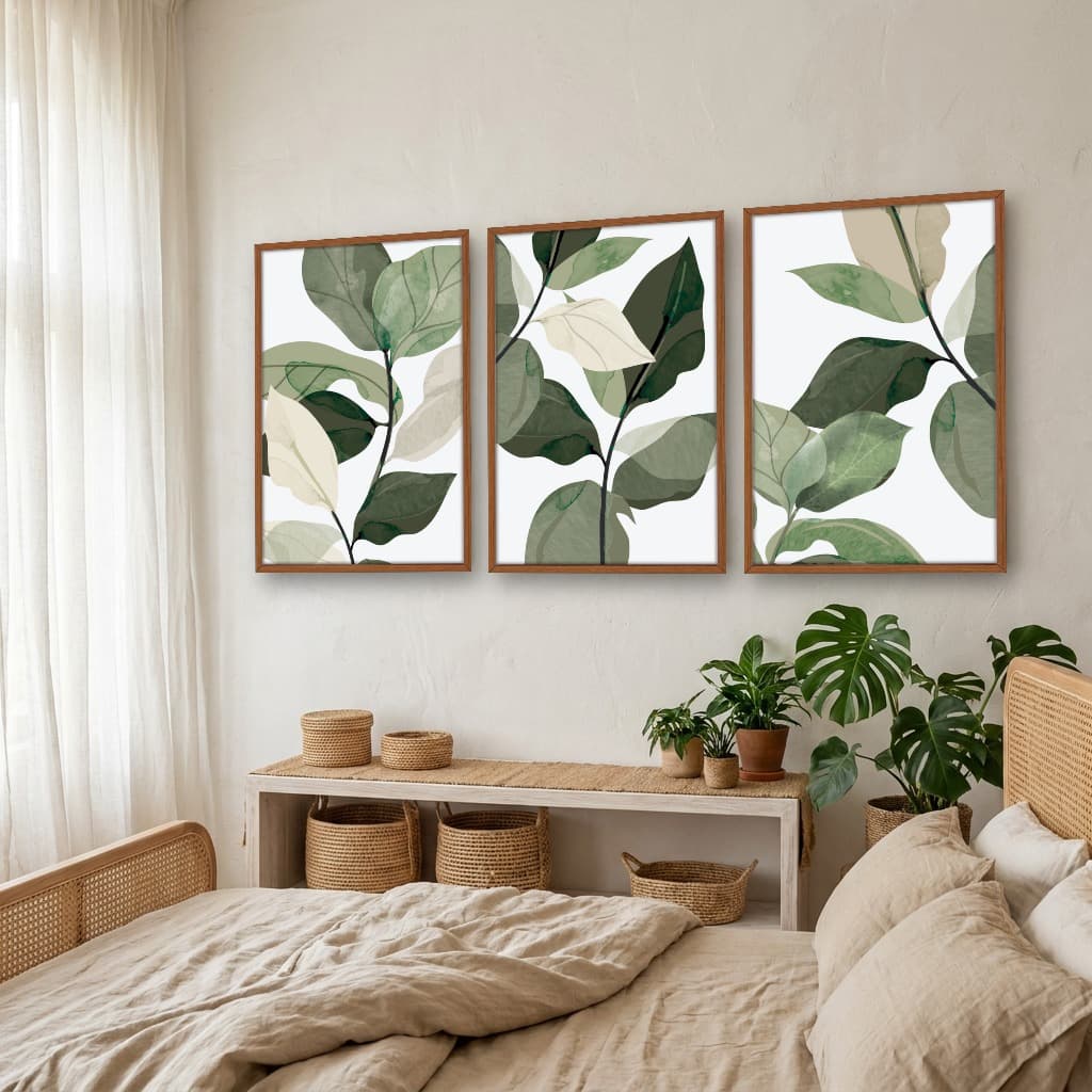 Kit Quadros Decorativos Planta Abstrata