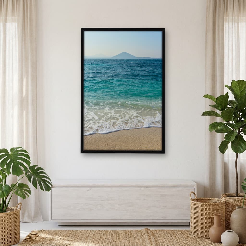 Quadro Decorativo Mar Azul Com Montanha