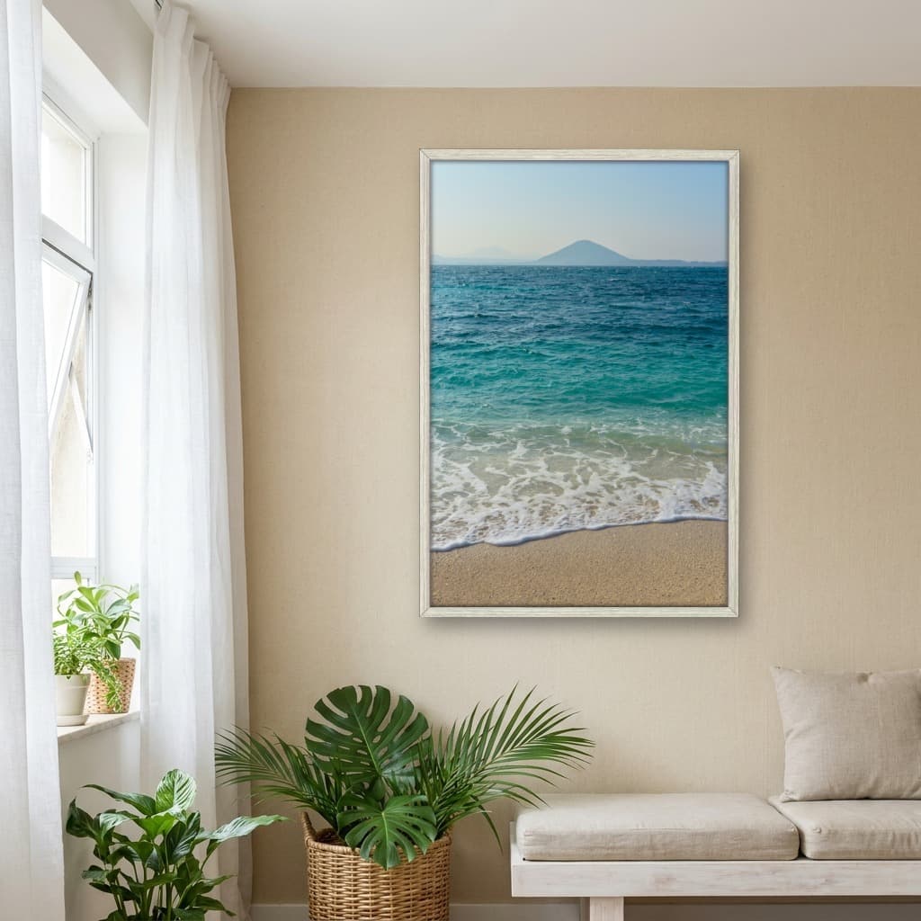 Quadro Decorativo Mar Azul Com Montanha