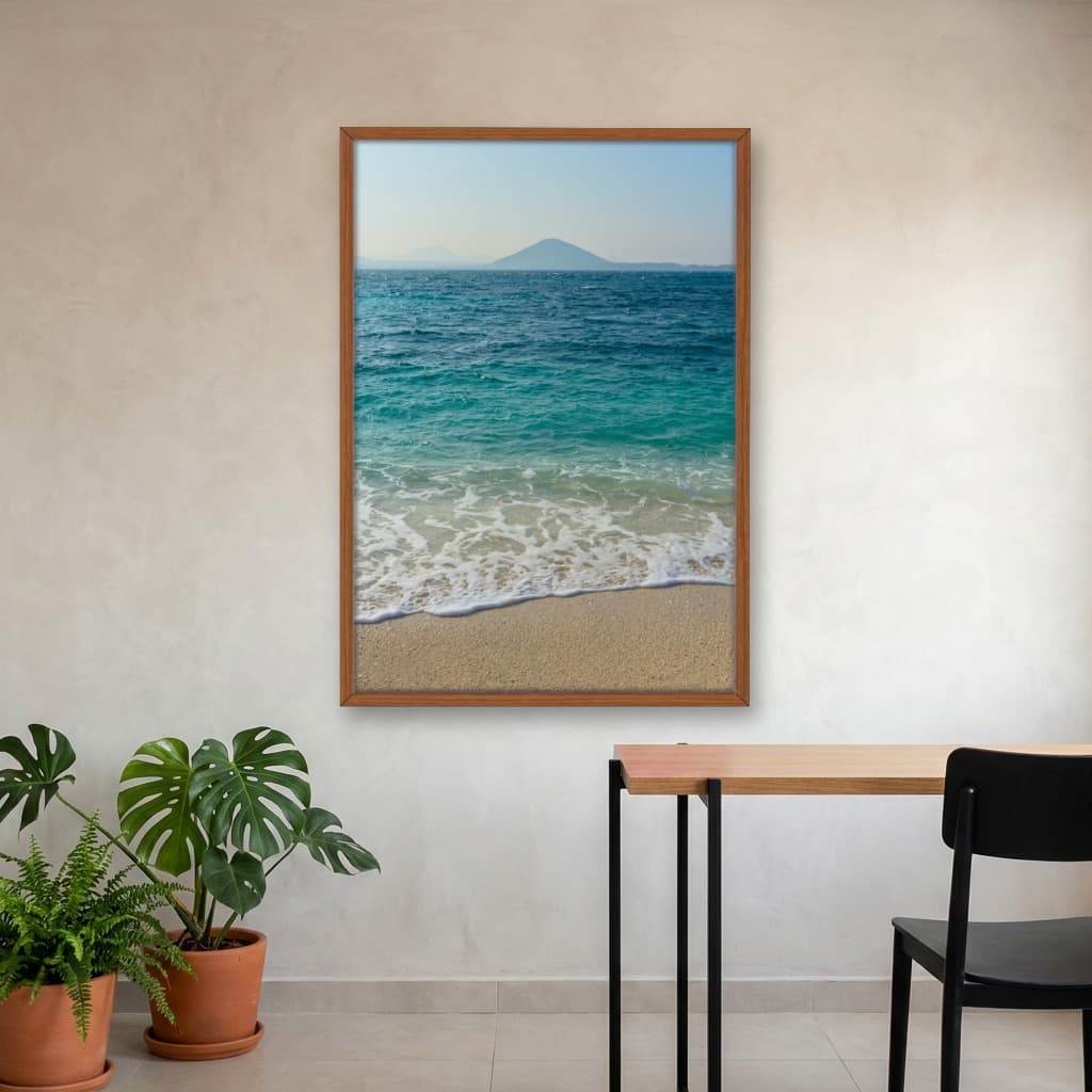 Quadro Decorativo Mar Azul Com Montanha