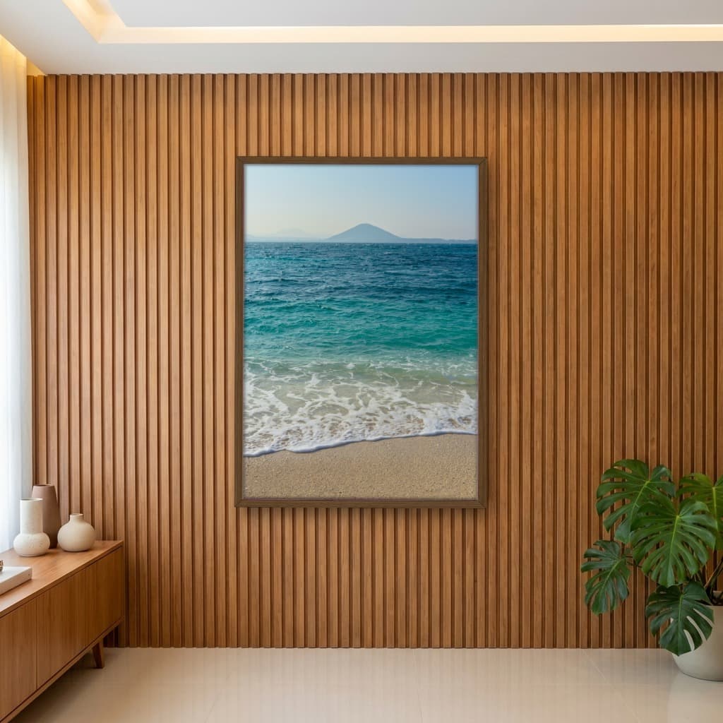 Quadro Decorativo Mar Azul Com Montanha