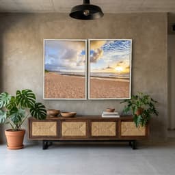 Kit Quadros Decorativos Praia Com Pôr Do Sol