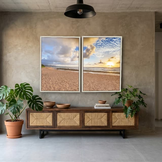 Kit Quadros Decorativos Praia Com Pôr Do Sol