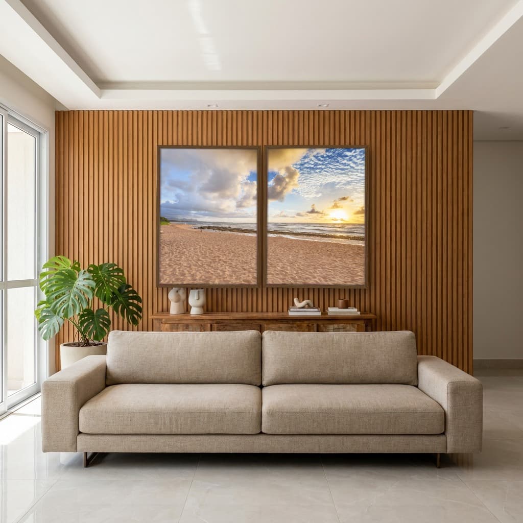 Kit Quadros Decorativos Praia Com Pôr Do Sol