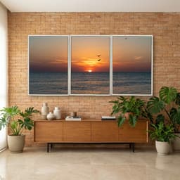 Kit Quadros Decorativos Pássaros Com Pôr Do Sol