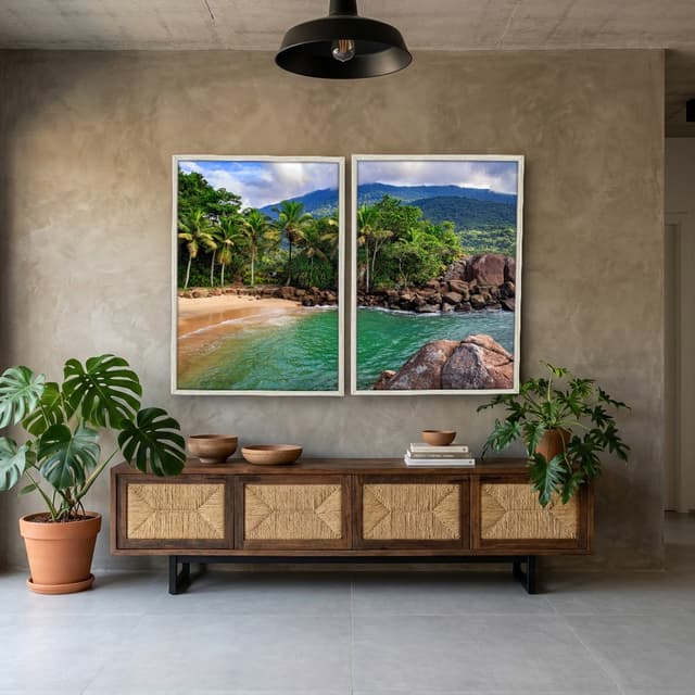 Kit Quadros Decorativos Coqueiro Na Praia