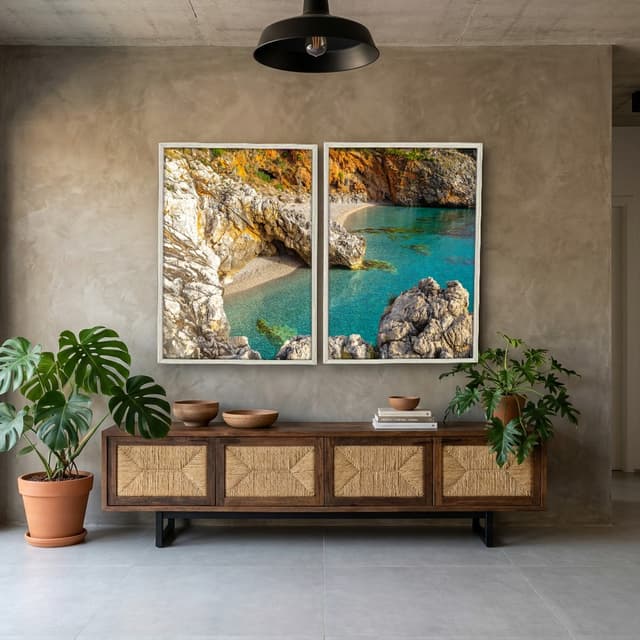 Kit Quadros Decorativos Mar Com Pedras