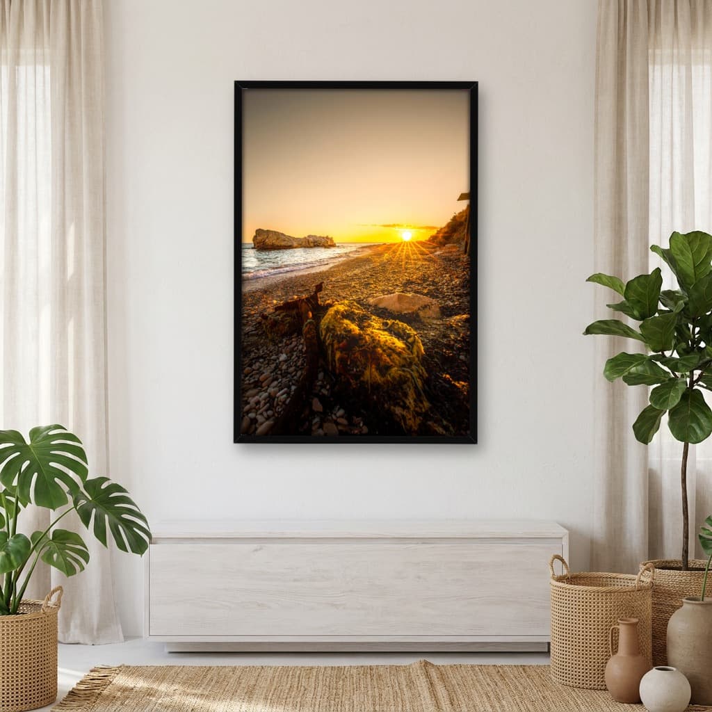 Quadro Decorativo Praia Com Pôr Do Sol