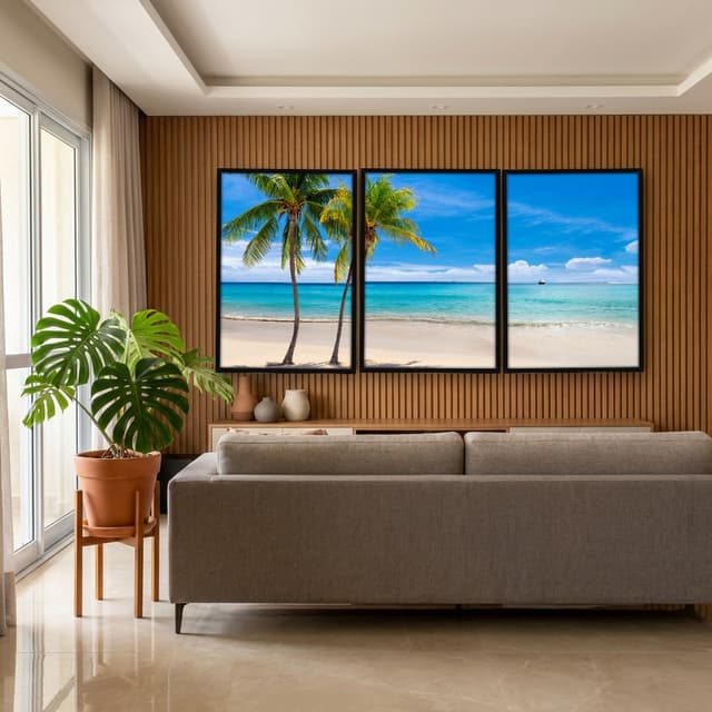 Kit Quadros Decorativos Coqueiro Na Praia