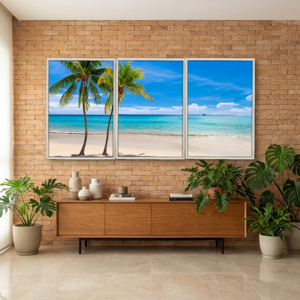 Kit Quadros Decorativos Coqueiro Na Praia