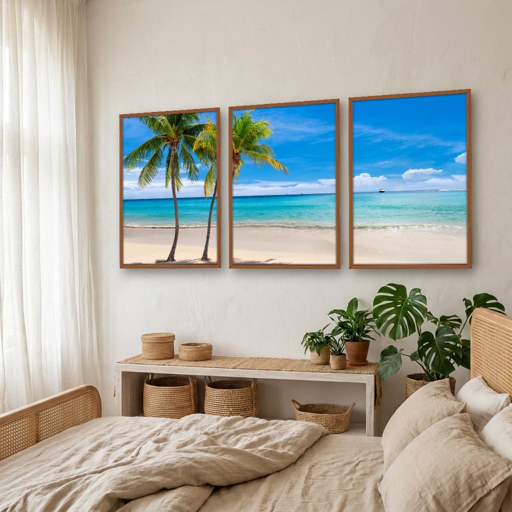 Kit Quadros Decorativos Coqueiro Na Praia
