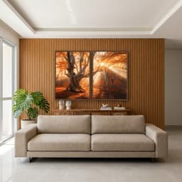 Kit Quadros Decorativos Folhas Laranja