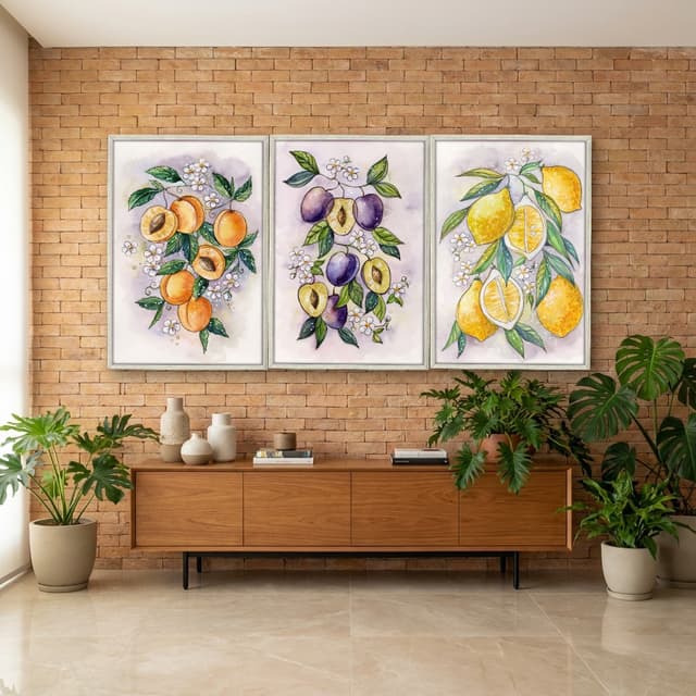 Kit Quadros Decorativos Frutas