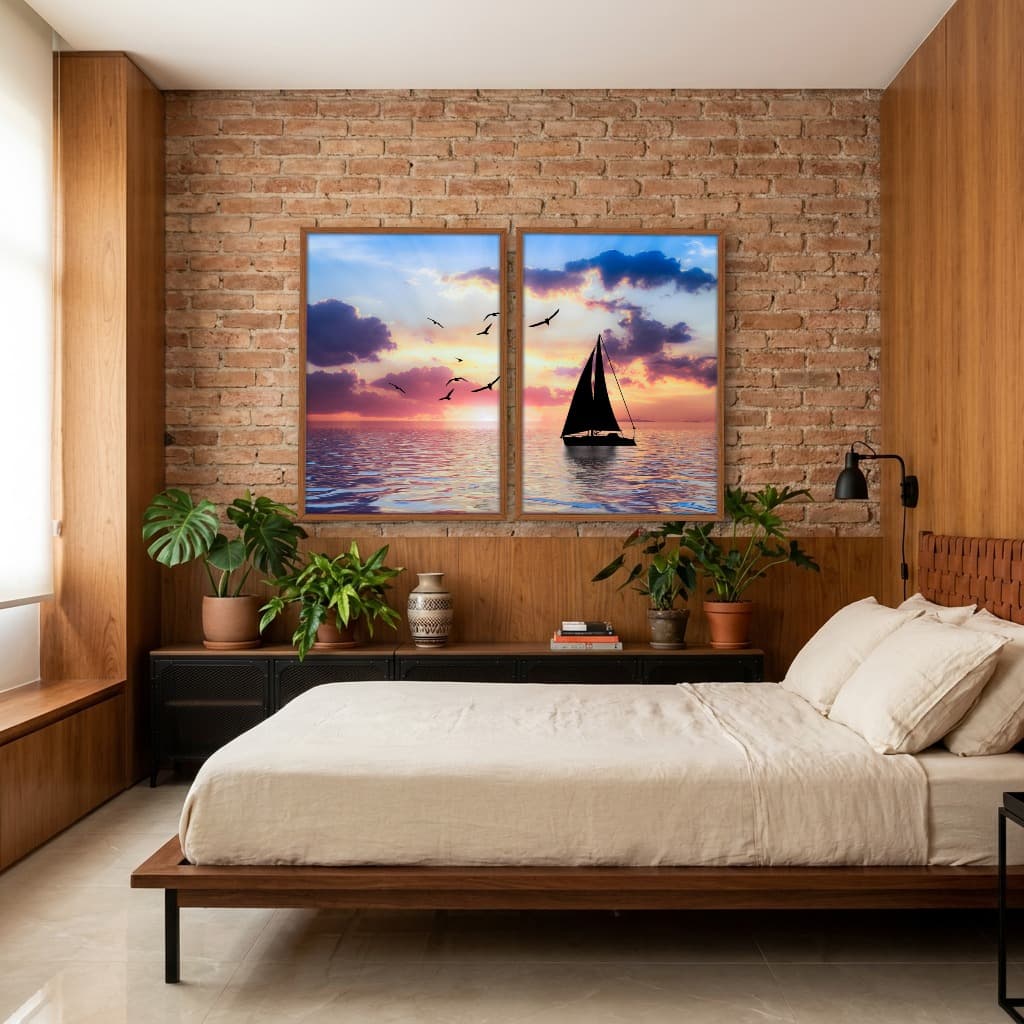 Kit Quadros Decorativos Pôr Do Sol