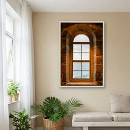 Quadro Decorativo Janela Com Vista Para O Mar