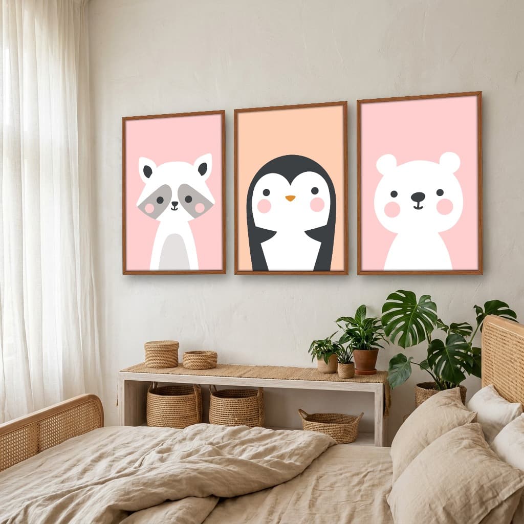 Kit Quadros Decorativos Animais Fofos