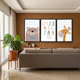 Kit Quadros Decorativos Urso E Girafa