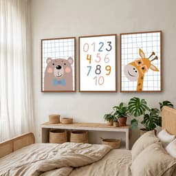 Kit Quadros Decorativos Urso E Girafa