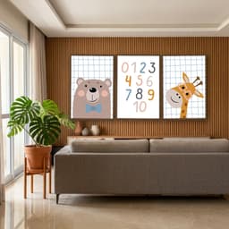 Kit Quadros Decorativos Urso E Girafa