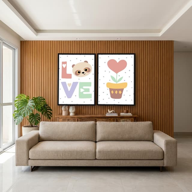 Kit Quadros Decorativos Love E Vasinho