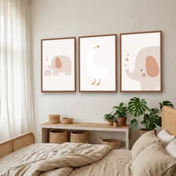 Kit Quadros Decorativos Pato E Elefantes